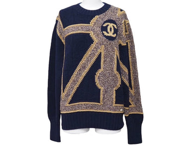 CHANEL シャネル ニット セーター2021年 メティエダールコレクション ココ カシミヤ ネイビー 21A P71032 K10154 新品同様 44712