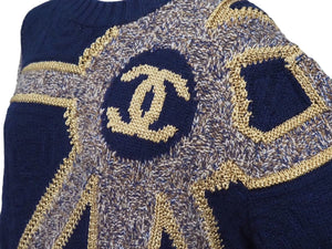 CHANEL シャネル ニット セーター2021年 メティエダールコレクション ココ カシミヤ ネイビー 21A P71032 K10154 新品同様 44712