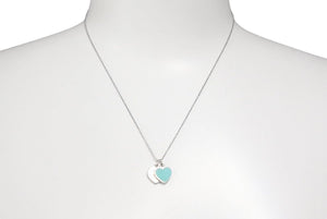 Tiffany ティファニー リターントゥ ティファニー ダブルハートタグ ネックレス 2.5g シルバー925 シルバー ブルー 美品 中古 44725