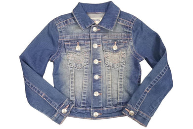 TRUE RELIGION トゥルーレリジョン デニムジャケット ジージャン コットン ポリエステル ブルー ピンク サイズ5 美品 中古 44734