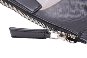 GIVENCHY ジバンシー マリアプリントクラッチ ミニポーチ バッグ TEO123 PVC ブラック シルバー金具 良品 中古 44744
