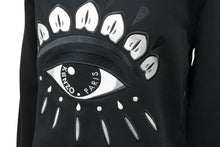 画像をギャラリービューアに読み込む, KENZO ケンゾー EYE ロゴ パーカー トレーナー トップス F652SW7104XA コットン ブラック シルバー サイズS 美品 中古 44785