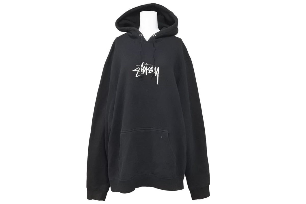 STUSSY ステューシー パーカー フーディ トップス フロントロゴ コットン ポリエステル ブラック サイズXL 良品 中古 44787