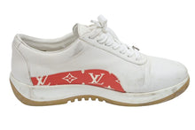 Load image into Gallery viewer, Louis Vuitton Supreme ルイヴィトン シュプリーム スニーカー モノグラムライン ホワイト レッド サイズ7 1/2 中古 44805