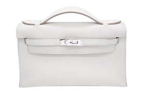新品同様 HERMES エルメス C刻印 ハンドバッグ ポシェットケリー グリスパール(パールグレー) スイフト シルバー金具 中古 44812