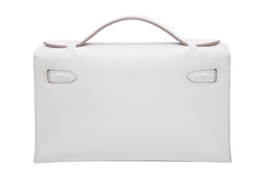 新品同様 HERMES エルメス C刻印 ハンドバッグ ポシェットケリー グリスパール(パールグレー) スイフト シルバー金具 中古 44812