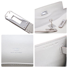 Load image into Gallery viewer, 新品同様 HERMES エルメス C刻印 ハンドバッグ ポシェットケリー グリスパール(パールグレー) スイフト シルバー金具 中古 44812
