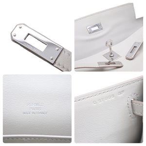 新品同様 HERMES エルメス C刻印 ハンドバッグ ポシェットケリー グリスパール(パールグレー) スイフト シルバー金具 中古 44812