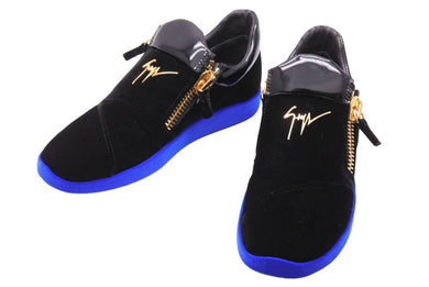 GIUSEPPE ZANOTTI ジュゼッペザノッティ スニーカー 靴 シューズ ベロア エナメル ブルー ブラック ゴールド 39 美品 中古 44836