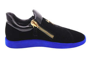 GIUSEPPE ZANOTTI ジュゼッペザノッティ スニーカー 靴 シューズ ベロア エナメル ブルー ブラック ゴールド 39 美品 中古 44836
