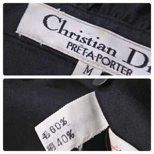 Christian Dior クリスチャンディオール プリーツ 長袖シャツ ブラック トップス 黒 サイズM 美品 中古 45154