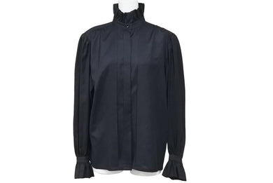 Christian Dior クリスチャンディオール プリーツ 長袖シャツ ブラック トップス 黒 サイズM 美品 中古 45154