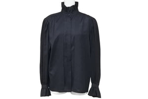 Christian Dior クリスチャンディオール プリーツ 長袖シャツ ブラック トップス 黒 サイズM 美品 中古 45154