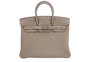 未使用 HERMES エルメス バーキン25 エトゥープ シルバー金具 C刻印 レディース トゴ ハンドバッグ 中古 45162