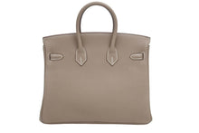画像をギャラリービューアに読み込む, 未使用 HERMES エルメス バーキン25 エトゥープ シルバー金具 C刻印 レディース トゴ ハンドバッグ 中古 45162