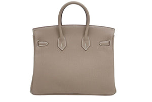 未使用 HERMES エルメス バーキン25 エトゥープ シルバー金具 C刻印 レディース トゴ ハンドバッグ 中古 45162