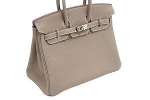 未使用 HERMES エルメス バーキン25 エトゥープ シルバー金具 C刻印 レディース トゴ ハンドバッグ 中古 45162