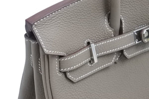 未使用 HERMES エルメス バーキン25 エトゥープ シルバー金具 C刻印 レディース トゴ ハンドバッグ 中古 45162