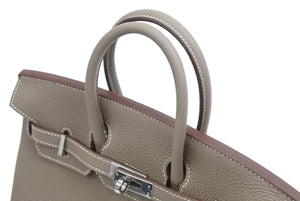 未使用 HERMES エルメス バーキン25 エトゥープ シルバー金具 C刻印 レディース トゴ ハンドバッグ 中古 45162
