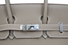 画像をギャラリービューアに読み込む, 未使用 HERMES エルメス バーキン25 エトゥープ シルバー金具 C刻印 レディース トゴ ハンドバッグ 中古 45162