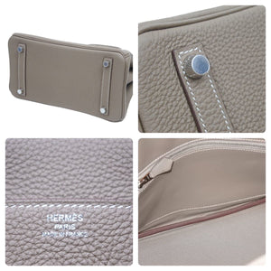 未使用 HERMES エルメス バーキン25 エトゥープ シルバー金具 C刻印 レディース トゴ ハンドバッグ 中古 45162