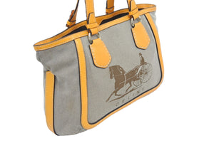 CELINE セリーヌ 馬車柄 トートバッグ ベージュ オレンジ ヴィンテージ キャンバス ロゴ カバン 鞄 中古 45240