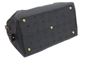 MCM エム・シー・エム ヴィセトス ロゴグラム ミニボストンバッグ ハンドバッグ ゴールド金具 ブラック 黒 ロゴ 美品 中古 45241