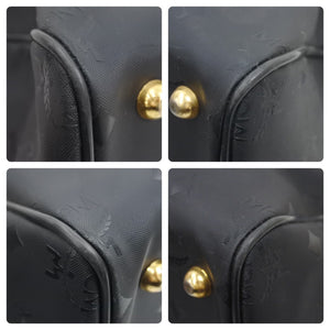MCM エム・シー・エム ヴィセトス ロゴグラム ミニボストンバッグ ハンドバッグ ゴールド金具 ブラック 黒 ロゴ 美品 中古 45241