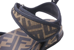 FENDI フェンディ ズッカロゴ ファブリック ストラップサンダル スポーツラインサンダル ブラウン コットン 美品 中古 45251