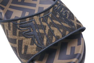 FENDI フェンディ ズッカロゴ ファブリック ストラップサンダル スポーツラインサンダル ブラウン コットン 美品 中古 45251