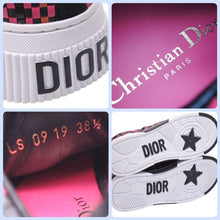 Load image into Gallery viewer, 新品未使用 Christian Dior クリスチャンディオール スニーカー シューズ LEATHERTRAINERS ピンク ブラック ホワイト 38 1/2 45253