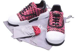 新品未使用 Christian Dior クリスチャンディオール スニーカー シューズ LEATHERTRAINERS ピンク ブラック ホワイト 38 1/2 45253
