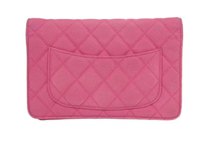 CHANEL シャネル チェーンウォレット マトラッセ ショルダーバッグ ピンク 20番台 ソフトキャビア マットキャビア 中古 45267