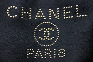 CHANEL シャネル ドーヴィル チェーンショルダーバケツバッグ 28番台 グレインドカーフ ブラック ゴールド金具 美品 中古 45309