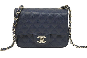CHANEL シャネル ミニマトラッセ ネイビー キャビアスキン 15番台 ショルダーバッグ 美品 中古 45326
