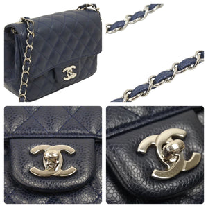 CHANEL シャネル ミニマトラッセ ネイビー キャビアスキン 15番台 ショルダーバッグ 美品 中古 45326