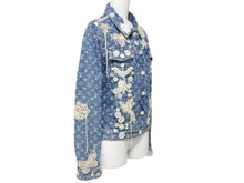 Load image into Gallery viewer, LOUIS VUITTON ルイヴィトン 36 総柄モノグラム ボタン装飾 デニムジャケット RW071W WKVB02CF7 インディゴ 美品 中古 45350