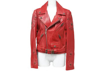 Load image into Gallery viewer, CHROME HEARTS クロムハーツ JJディーン ライダースジャケット レッド オーダーメイド アウター サイズM 中古 45358