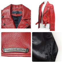 Load image into Gallery viewer, CHROME HEARTS クロムハーツ JJディーン ライダースジャケット レッド オーダーメイド アウター サイズM 中古 45358