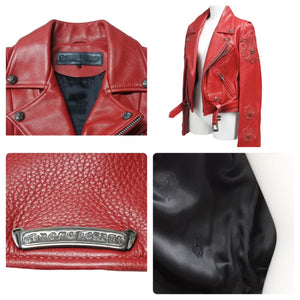 CHROME HEARTS クロムハーツ JJディーン ライダースジャケット レッド オーダーメイド アウター サイズM 中古 45358