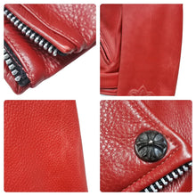 Load image into Gallery viewer, CHROME HEARTS クロムハーツ JJディーン ライダースジャケット レッド オーダーメイド アウター サイズM 中古 45358