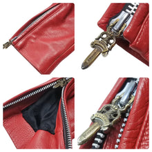 Load image into Gallery viewer, CHROME HEARTS クロムハーツ JJディーン ライダースジャケット レッド オーダーメイド アウター サイズM 中古 45358