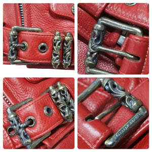 CHROME HEARTS クロムハーツ JJディーン ライダースジャケット レッド オーダーメイド アウター サイズM 中古 45358