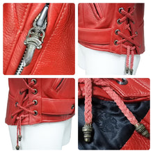 Load image into Gallery viewer, CHROME HEARTS クロムハーツ JJディーン ライダースジャケット レッド オーダーメイド アウター サイズM 中古 45358
