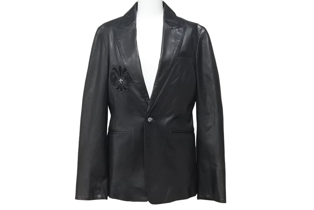 CHROME HEARTS クロムハーツ オーダーメイド BSフレア レザー ジャケット ブラック 希少 パッチ サイズM 美品 中古 45360
