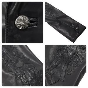 CHROME HEARTS クロムハーツ オーダーメイド BSフレア レザー ジャケット ブラック 希少 パッチ サイズM 美品 中古 45360