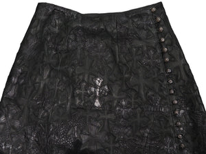 極美品 CHROME HEARTS クロムハーツ オーダーメイド クロスパッチ ドレス レザー ブラック 希少 クロスボダン 中古 45371