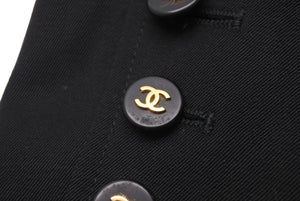 CHANEL シャネル ココマーク テーラードジャケット P07495V05526 97P ウール シルク ブラック ゴールド サイズ40 美品 中古 45374