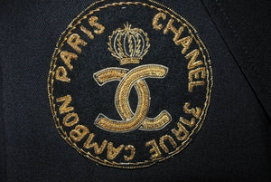 CHANEL シャネル ココマーク テーラードジャケット P07495V05526 97P ウール シルク ブラック ゴールド サイズ40 美品 中古 45374