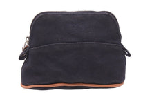 Load image into Gallery viewer, [USED/中古]HERMES エルメス ポーチ ブラック ブラウン キャンバス レザー シルバー金具 Bランク 中古 45428
